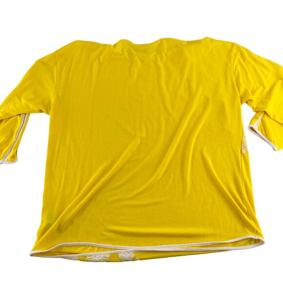 Ruby Rd. Yellow Floral 3/4 Sleeve Womens Top M Polyester/Rayon/Spandex - Picture 4 of 5